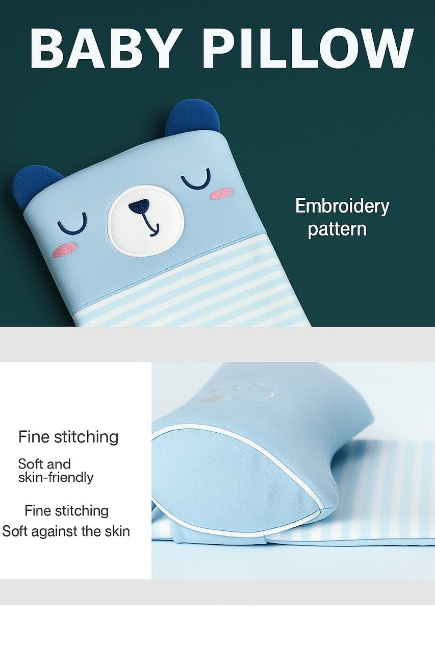 Baby Head Shaping Pillow for Newborns – Orthopedic Support, Anti-Flat Head Design, Soft Cotton, 0-12 Months (Assorted Colours)