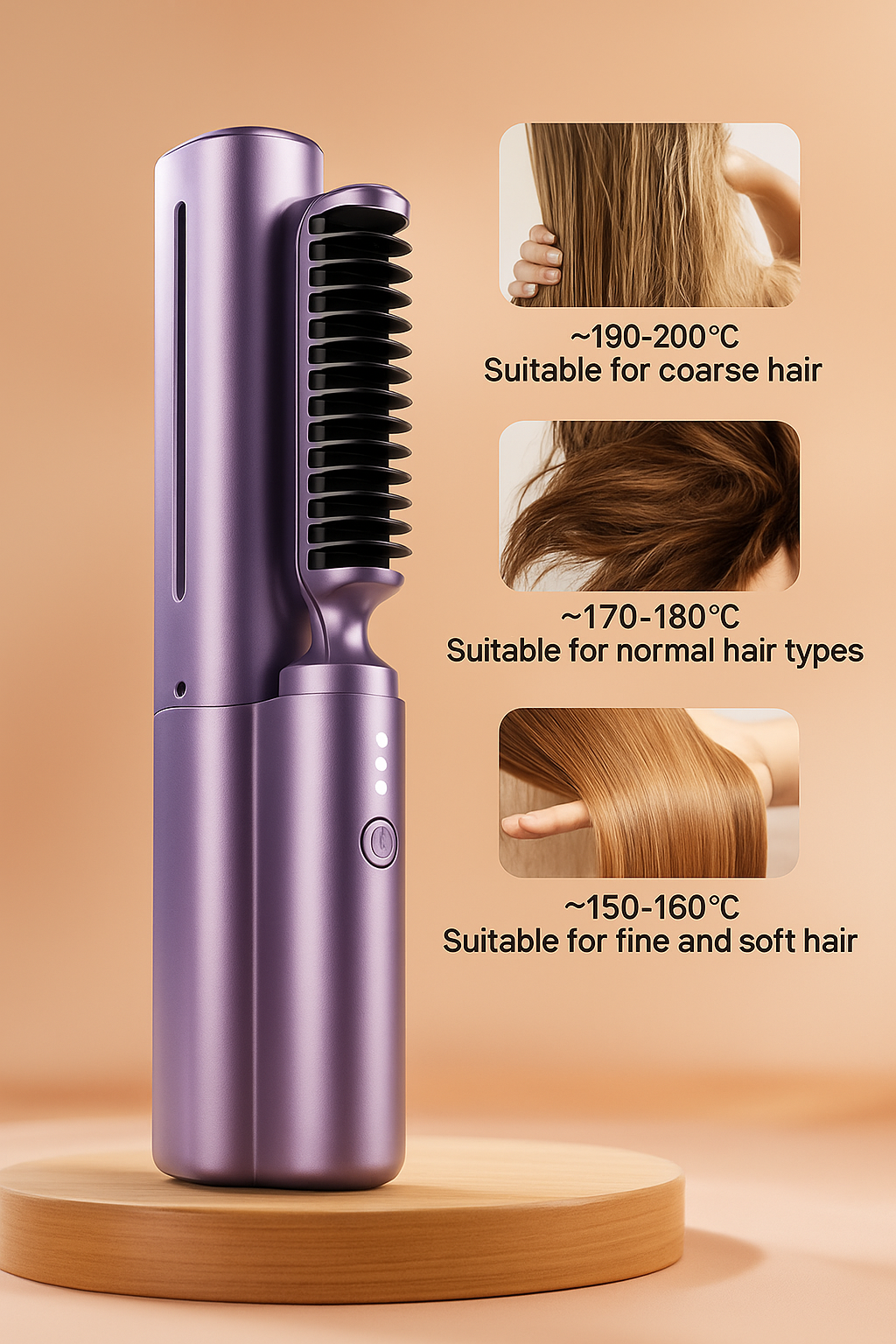 Menefix Cordless Mini Hair Straightener/Hot Comb – Rechargeable, Travel Size