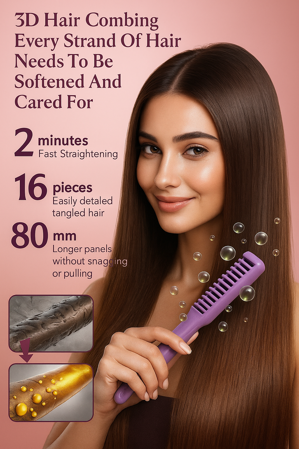 Menefix Cordless Mini Hair Straightener/Hot Comb – Rechargeable, Travel Size