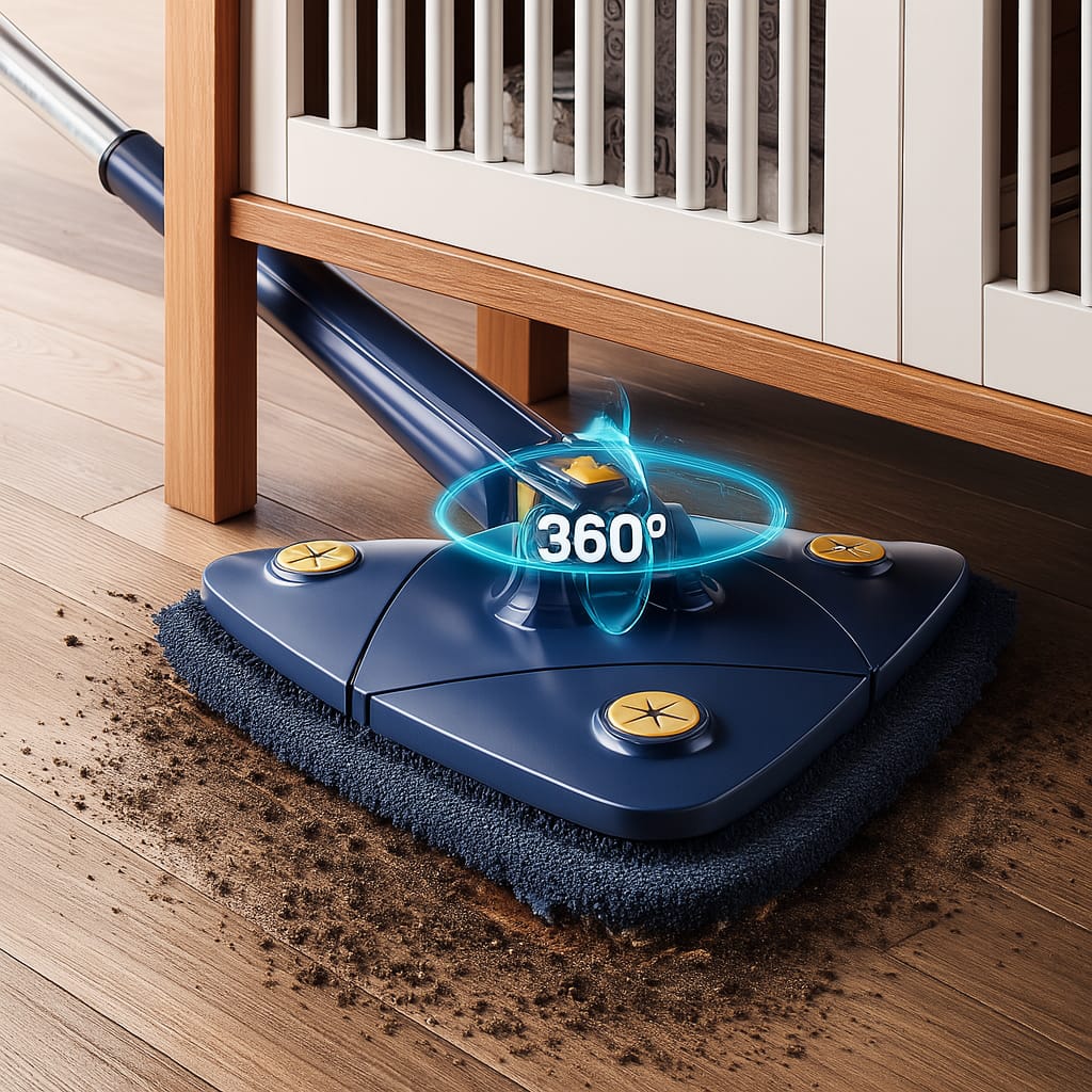 360° Triangle Spin Mop with Self-Wringing Handle | Multi-Surface Cleaning Mop for Home & Office