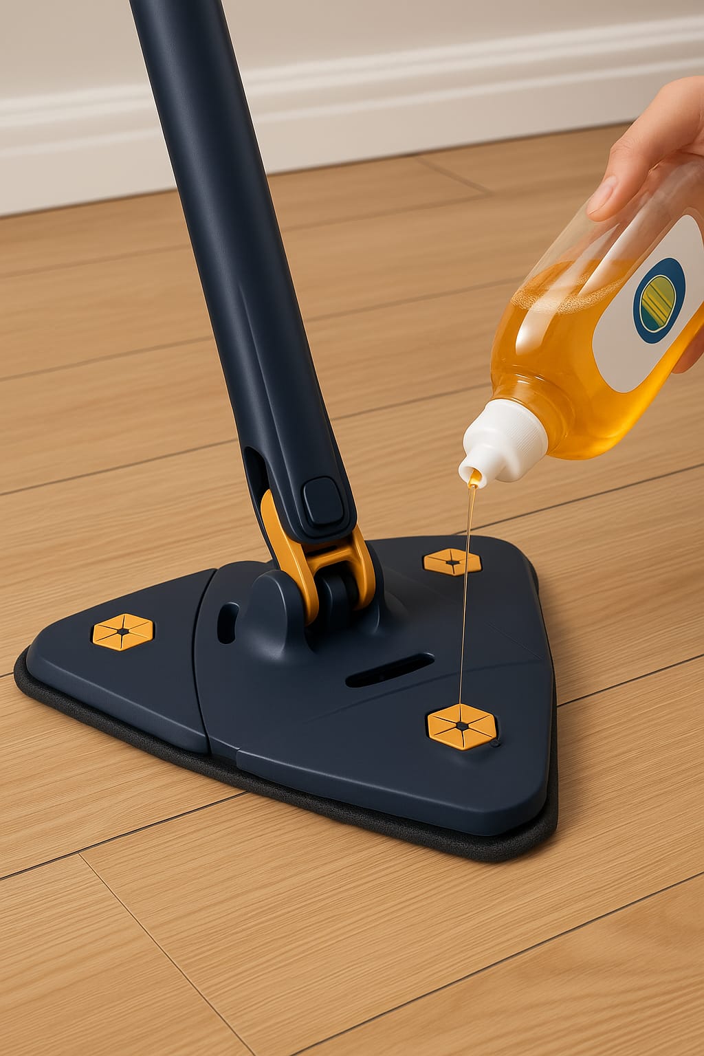 360° Triangle Spin Mop with Self-Wringing Handle | Multi-Surface Cleaning Mop for Home & Office