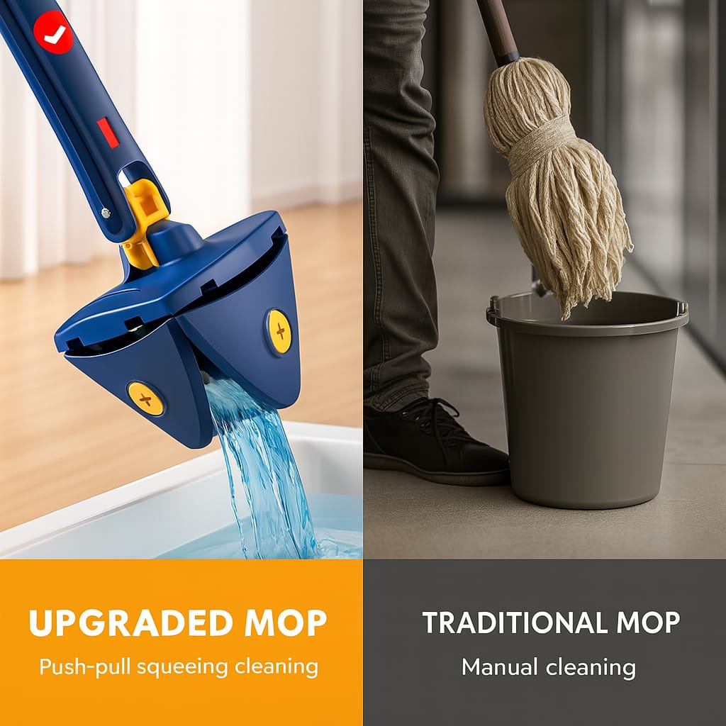 360° Triangle Spin Mop with Self-Wringing Handle | Multi-Surface Cleaning Mop for Home & Office