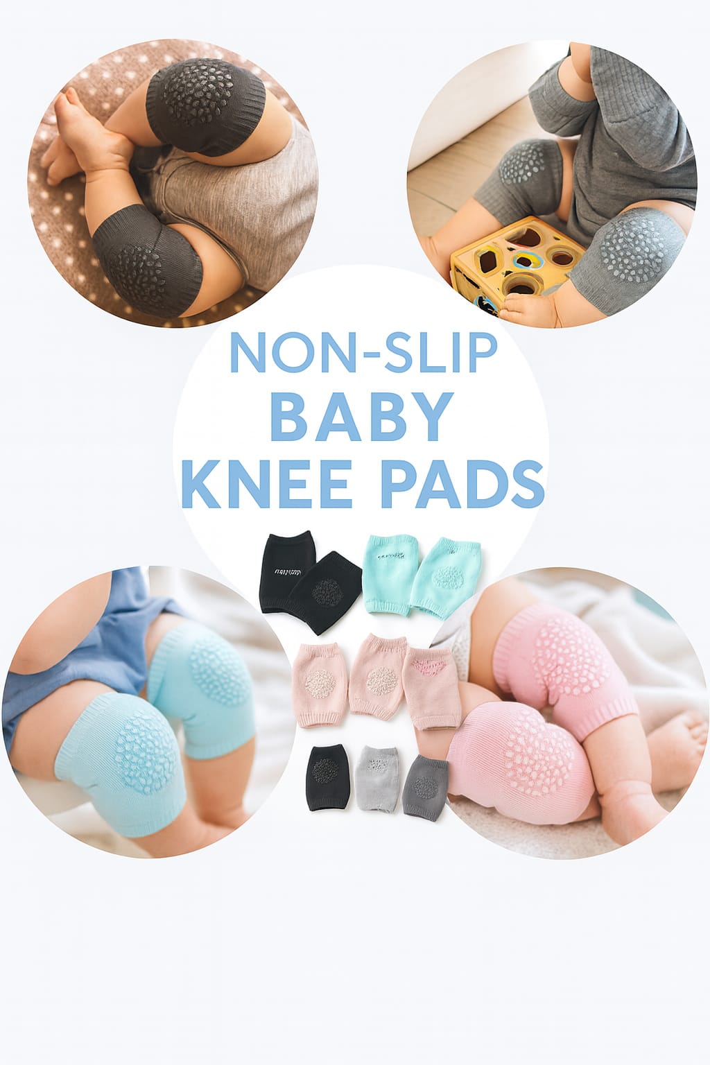 2 Pair Baby Knee Pads for Crawling Safety – Soft, Breathable & Non-Slip Protection for Infants & Toddlers