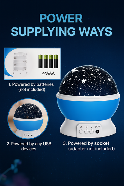 Starry Sky Galaxy Projector – 360° Night Light Lamp