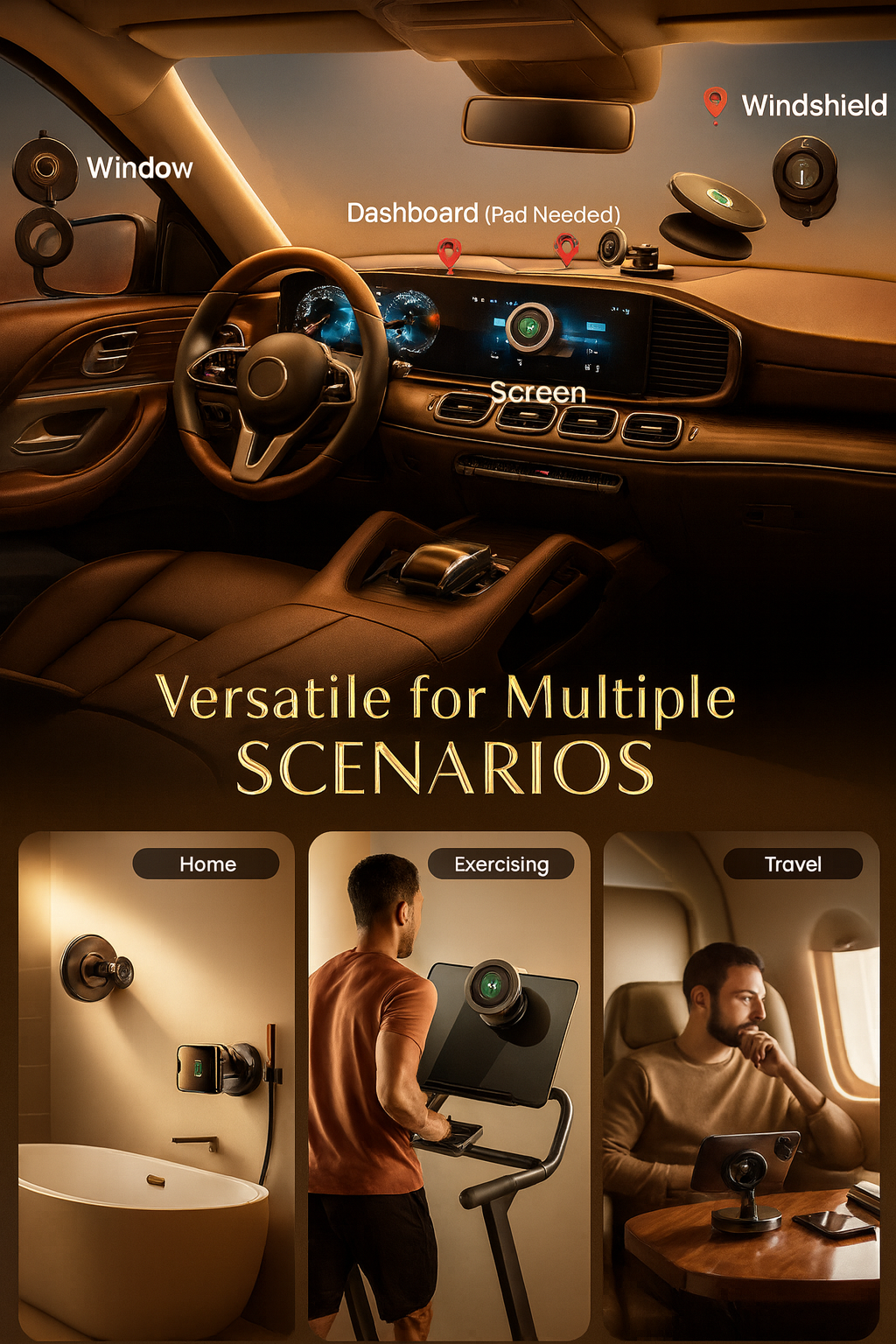 INICIO Magnetic Car Phone Holder | 360° Rotation Suction Mount