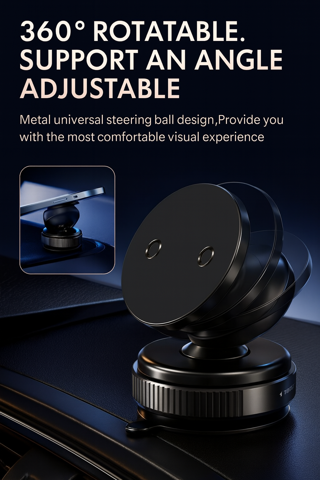 INICIO Magnetic Car Phone Holder | 360° Rotation Suction Mount