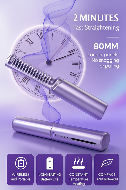 Menefix Cordless Mini Hair Straightener/Hot Comb – Rechargeable, Travel Size