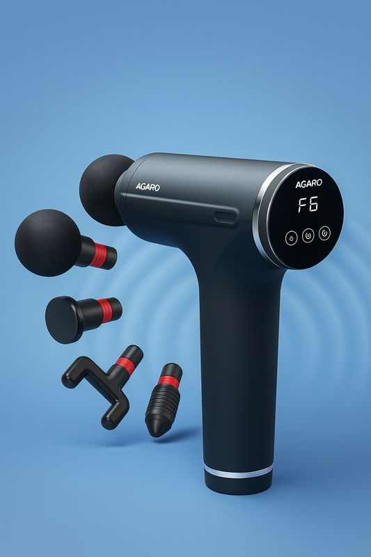 AGARO Galaxy Massage Gun – 25W, 3500 RPM | Deep Tissue Percussion Massager (4 Heads, Rechargeable)