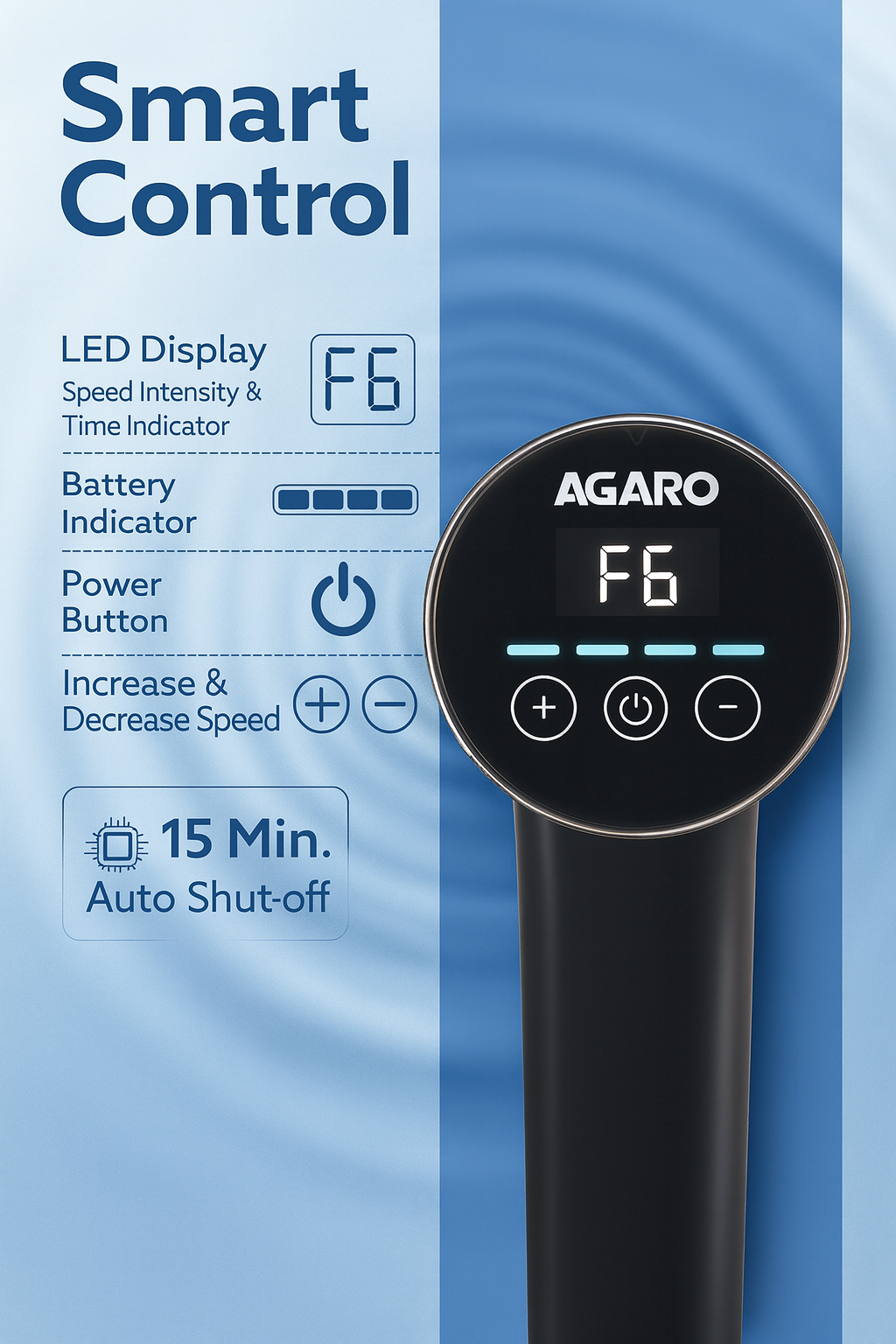 AGARO Galaxy Massage Gun – 25W, 3500 RPM | Deep Tissue Percussion Massager (4 Heads, Rechargeable)