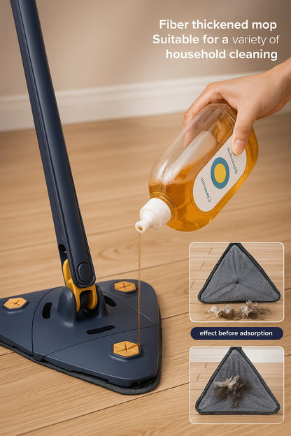 360° Triangle Spin Mop with Self-Wringing Handle | Multi-Surface Cleaning Mop for Home & Office