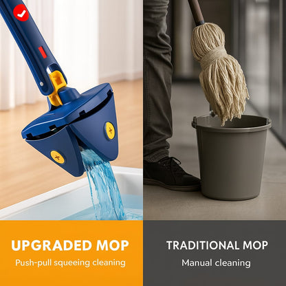 360° Triangle Spin Mop with Self-Wringing Handle | Multi-Surface Cleaning Mop for Home & Office