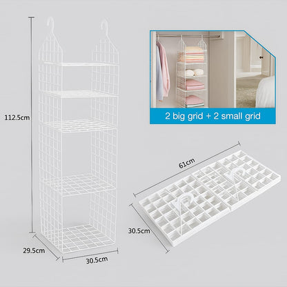 5-Layer Hanging Clothes Organizer-Foldable Rack for Wardrobe & Dorm Storage