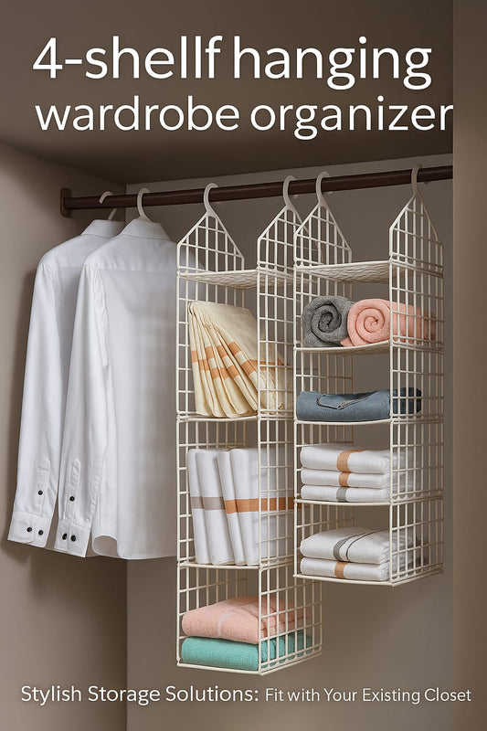 5-Layer Hanging Clothes Organizer-Foldable Rack for Wardrobe & Dorm Storage