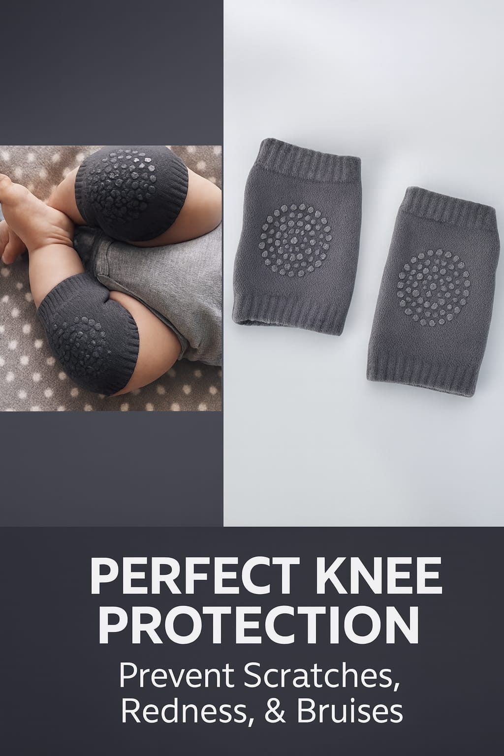 2 Pair Baby Knee Pads for Crawling Safety – Soft, Breathable & Non-Slip Protection for Infants & Toddlers