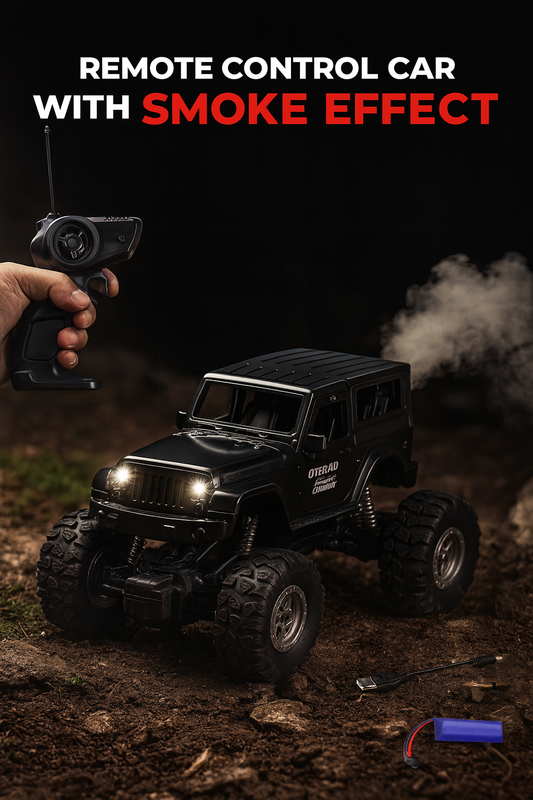 Black RC Off-Road Thar with Mist Smoke – 1:18 Scale Rechargeable Monster Truck Toy